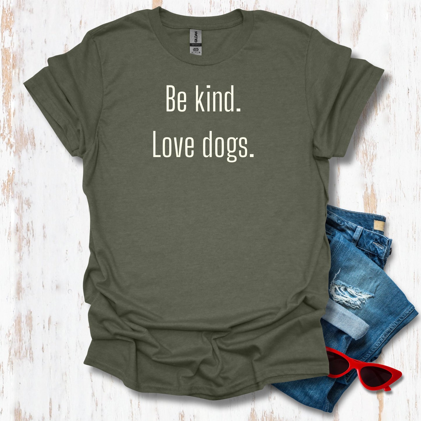 Be Kind. Love Dogs. Simple Unisex Tee