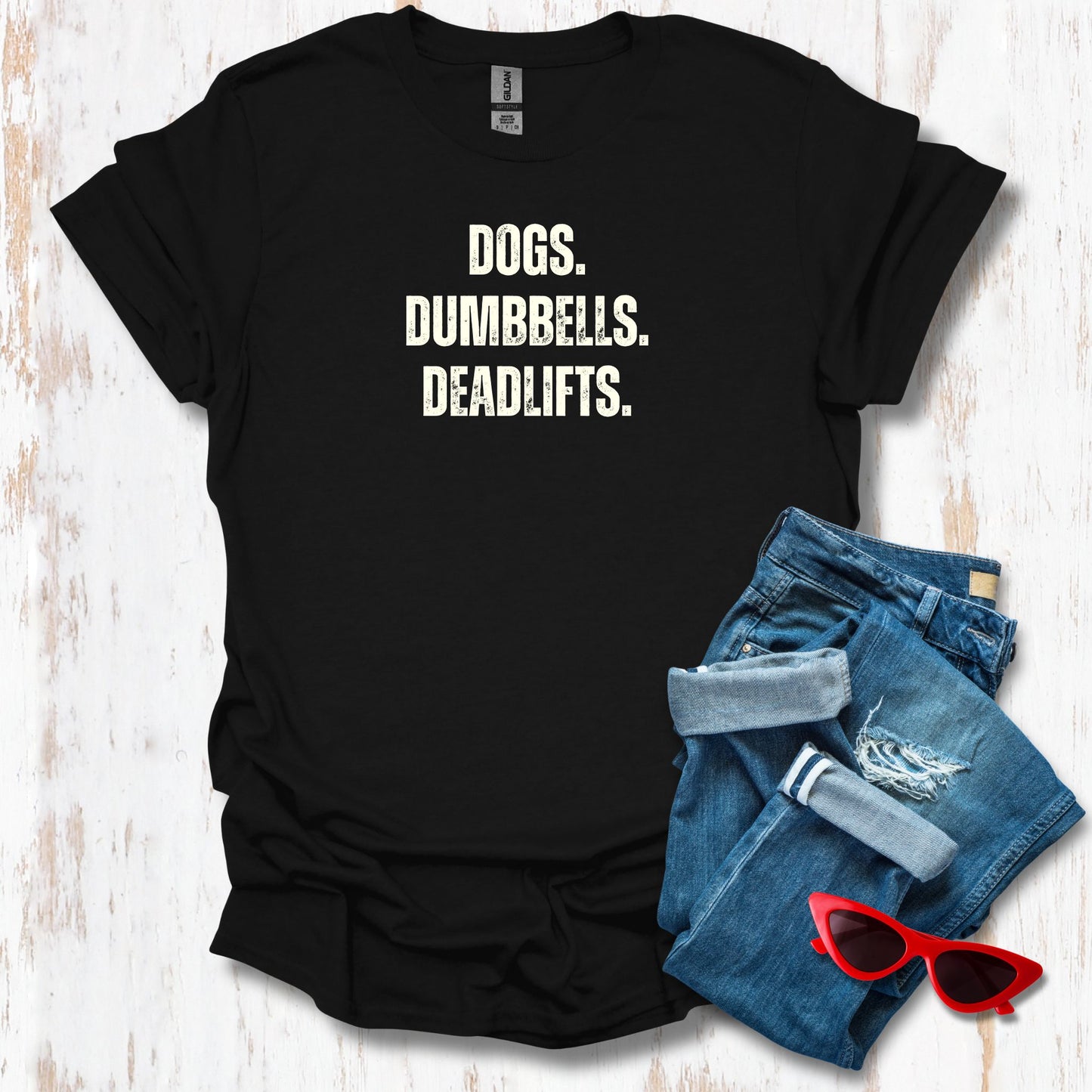 Dogs Dumbbells Deadlifts Unisex Tee