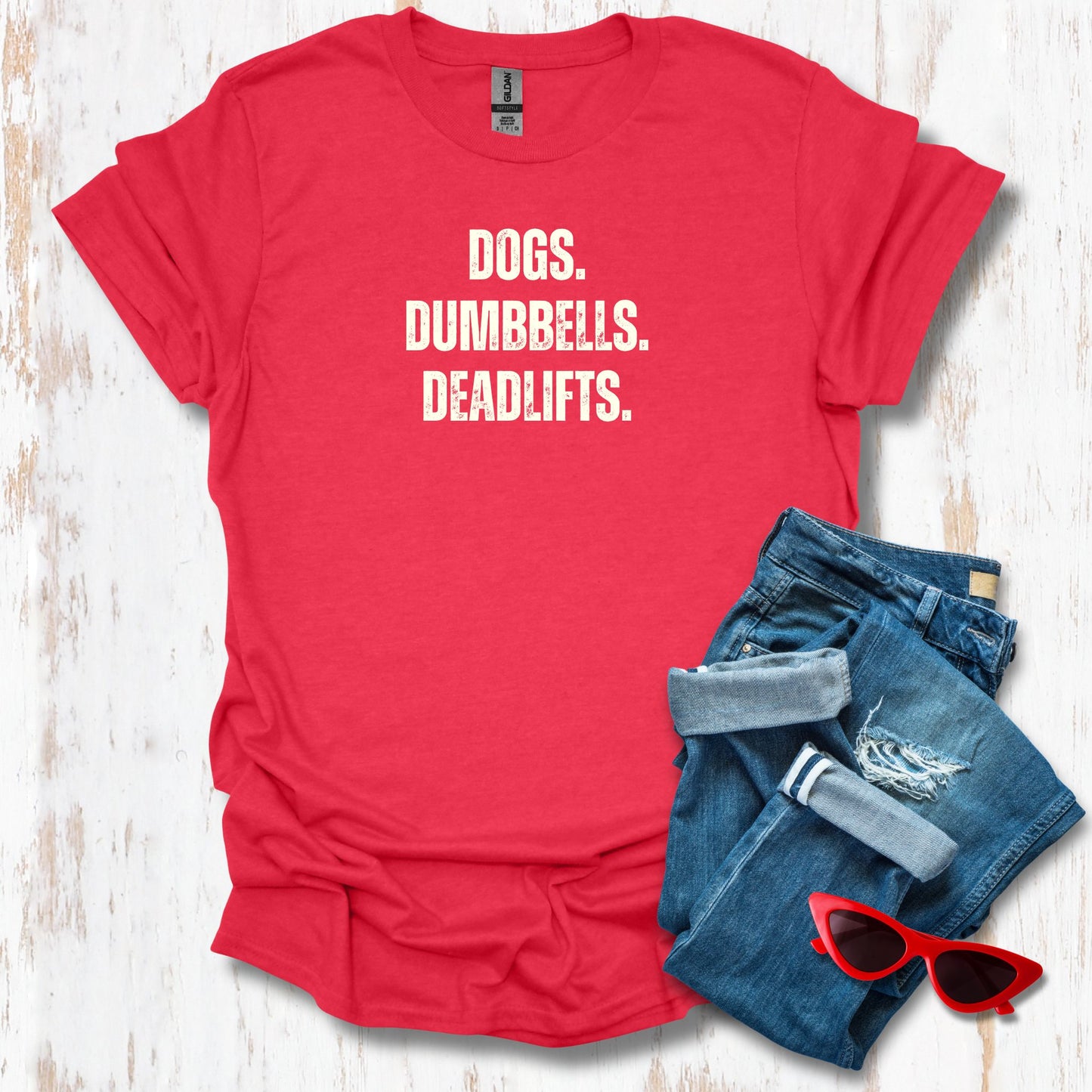Dogs Dumbbells Deadlifts Unisex Tee