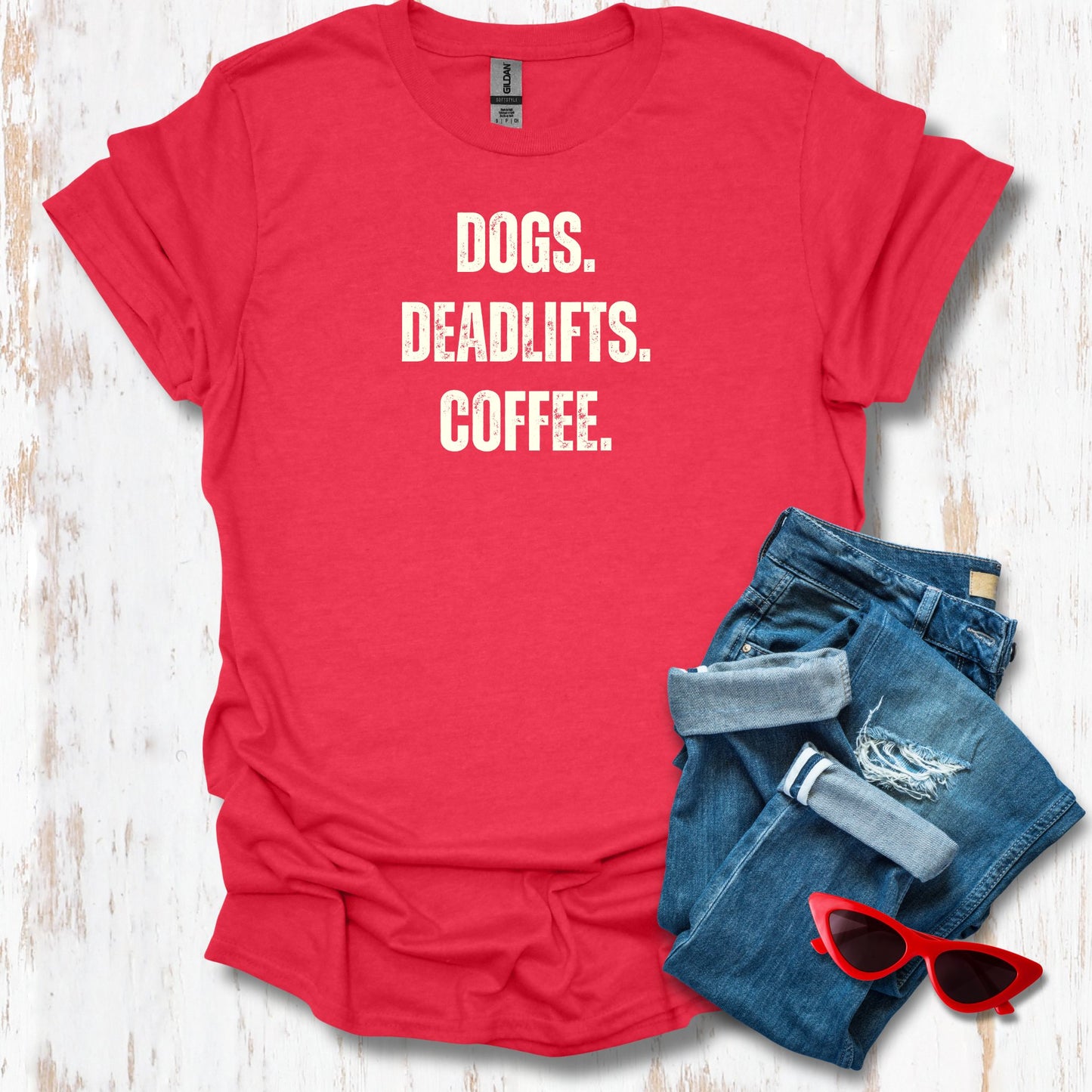 Dogs Deadlifts Coffee Unisex Tee
