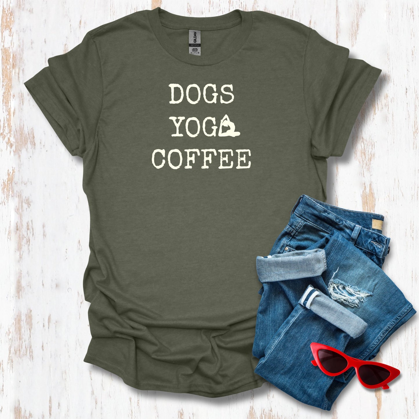 Dogs. Yoga Pigeon. Coffee Unisex Tee