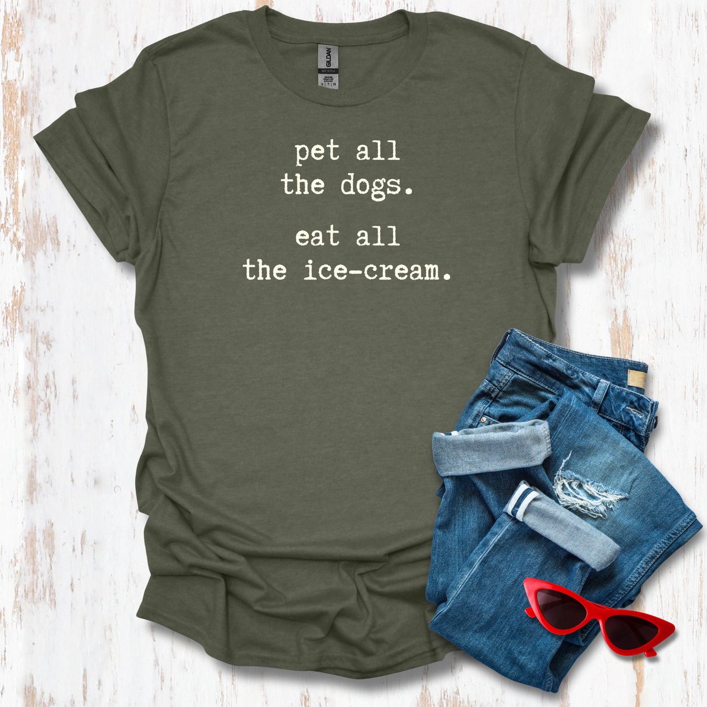 Pet All The Dogs. Eat All The Ice Cream Unisex Tee