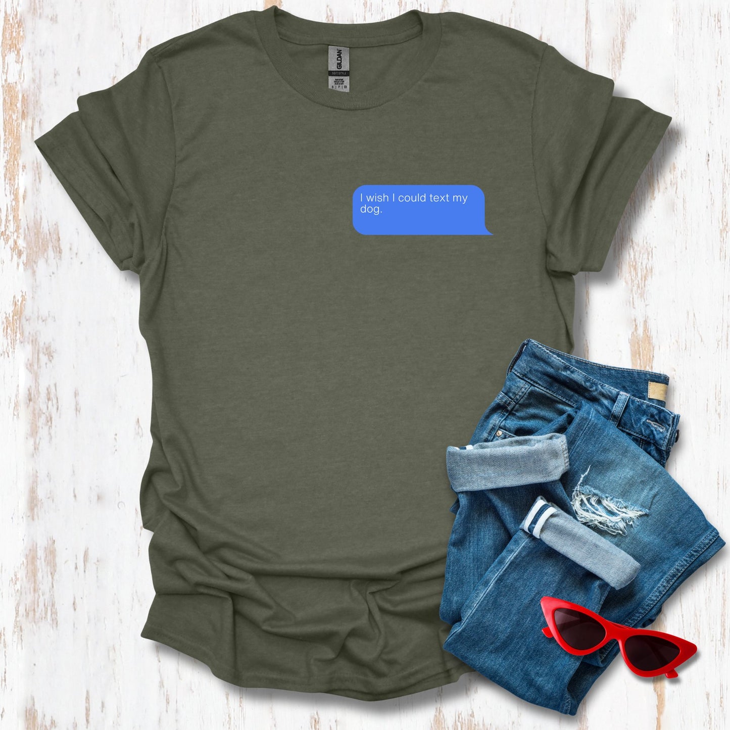 I Wish I Could Text My Dog Unisex Tee (Bubble)