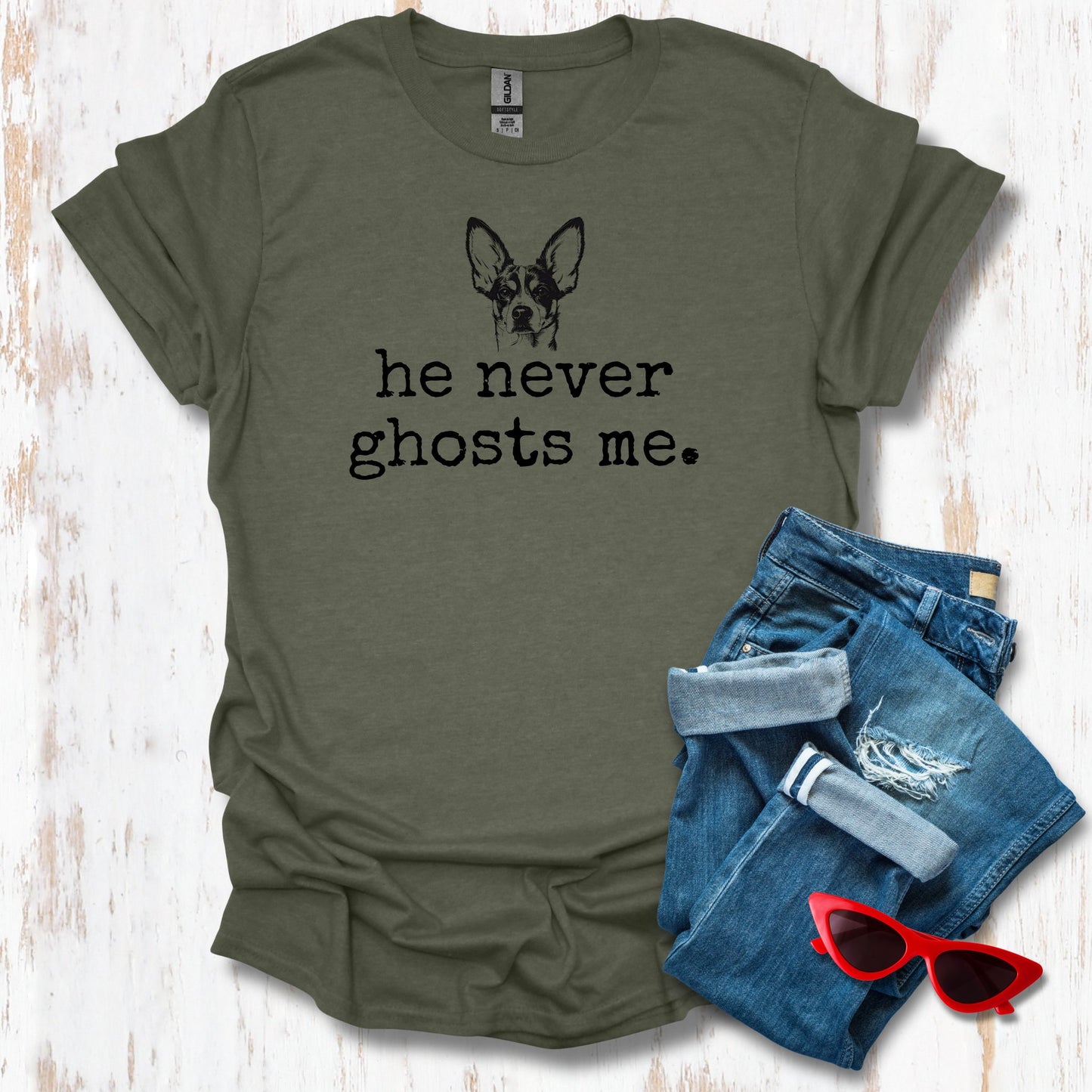 He Never Ghosts Me Unisex Tee