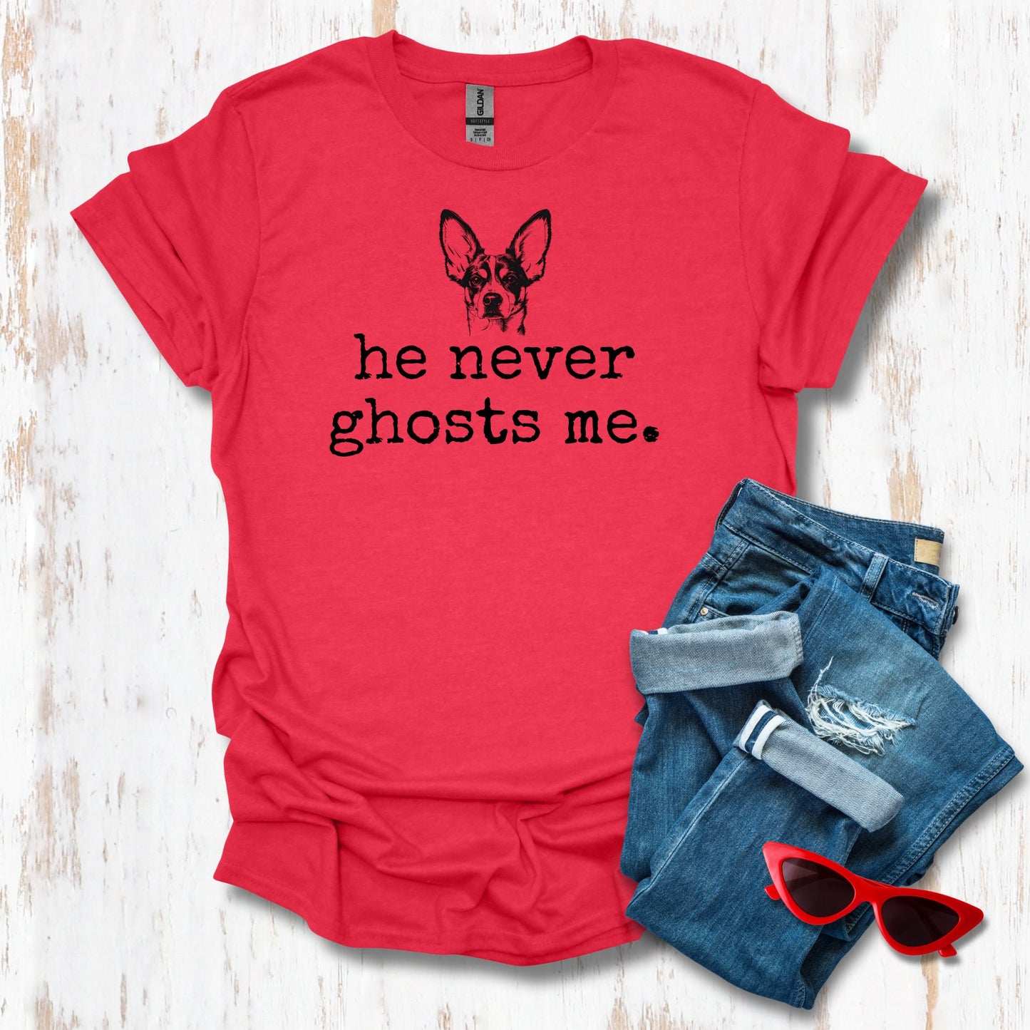 He Never Ghosts Me Unisex Tee