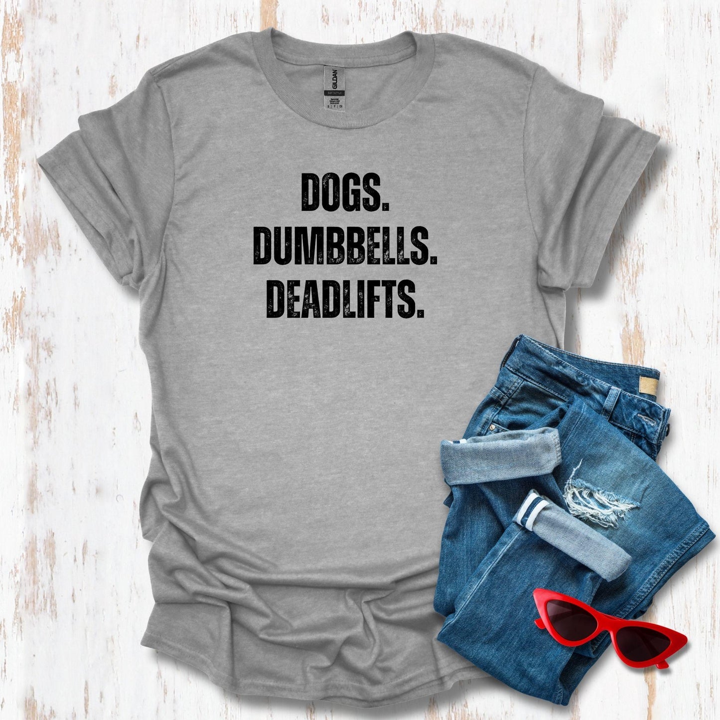 Dogs Dumbbells Deadlifts Unisex Tee