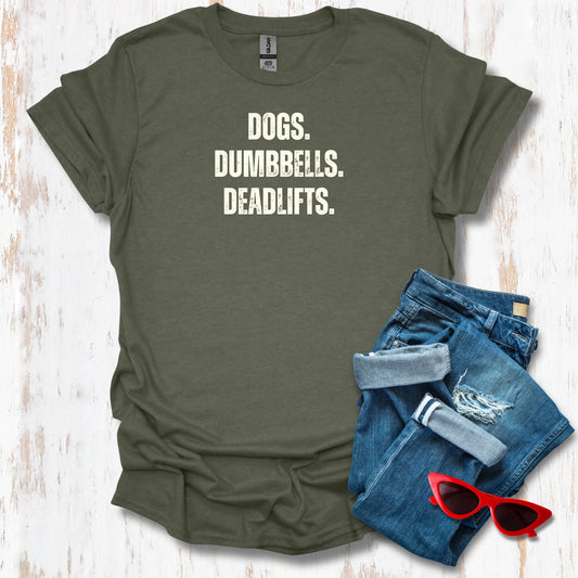 Dogs Dumbbells Deadlifts Unisex Tee